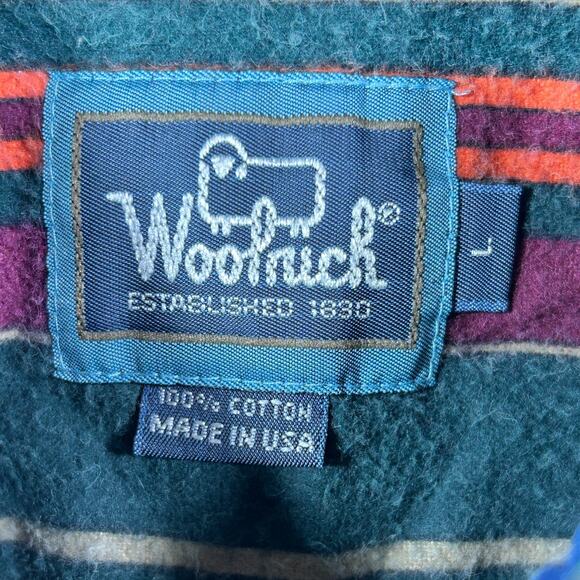 Vintage Woolrich Flannel Shirt 90s Multi Stripe Button Down Size L USA - Picture 4 of 9
